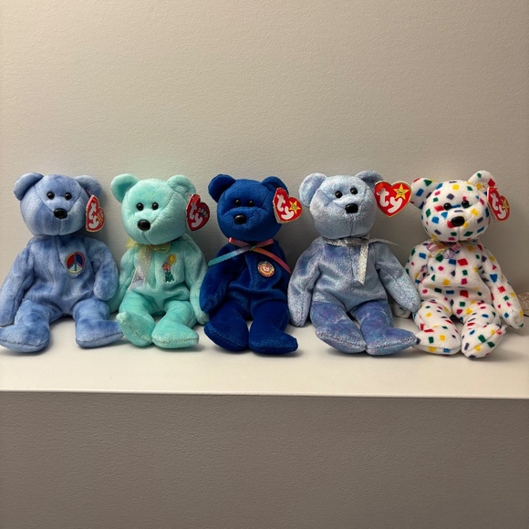 NWT Ty Set of 5 Beanie Baby Teddy Bears - Picture 1 of 11